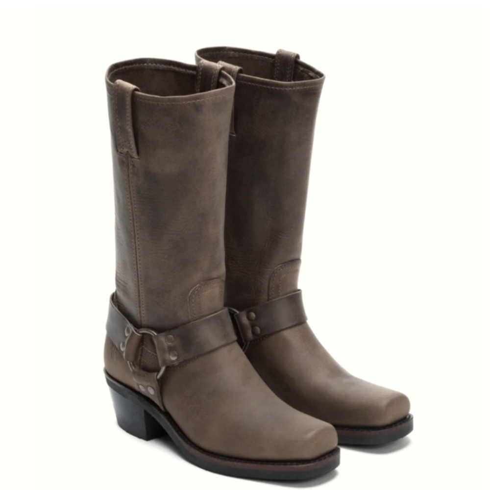 Frye Woman's Harness 12 R Boots In Smoke Size 6.5